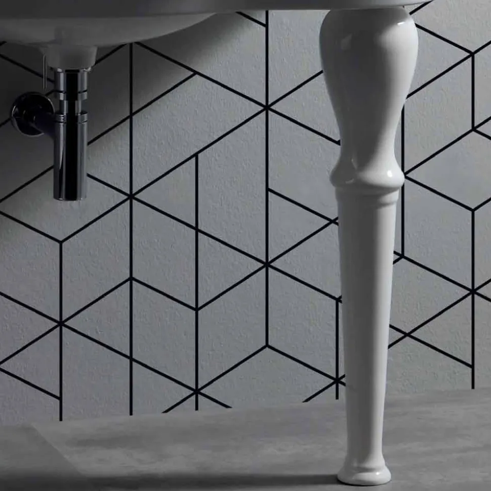 Lavabo Moderno da Parete con o senza Gambe, L90 cm in Ceramica Avise