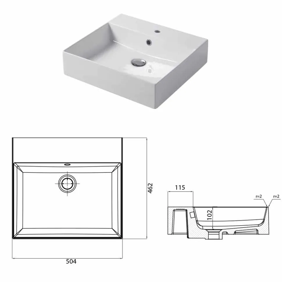 Lavabo Monoforo da Appoggio o Parete in Ceramica Colarata Leivi