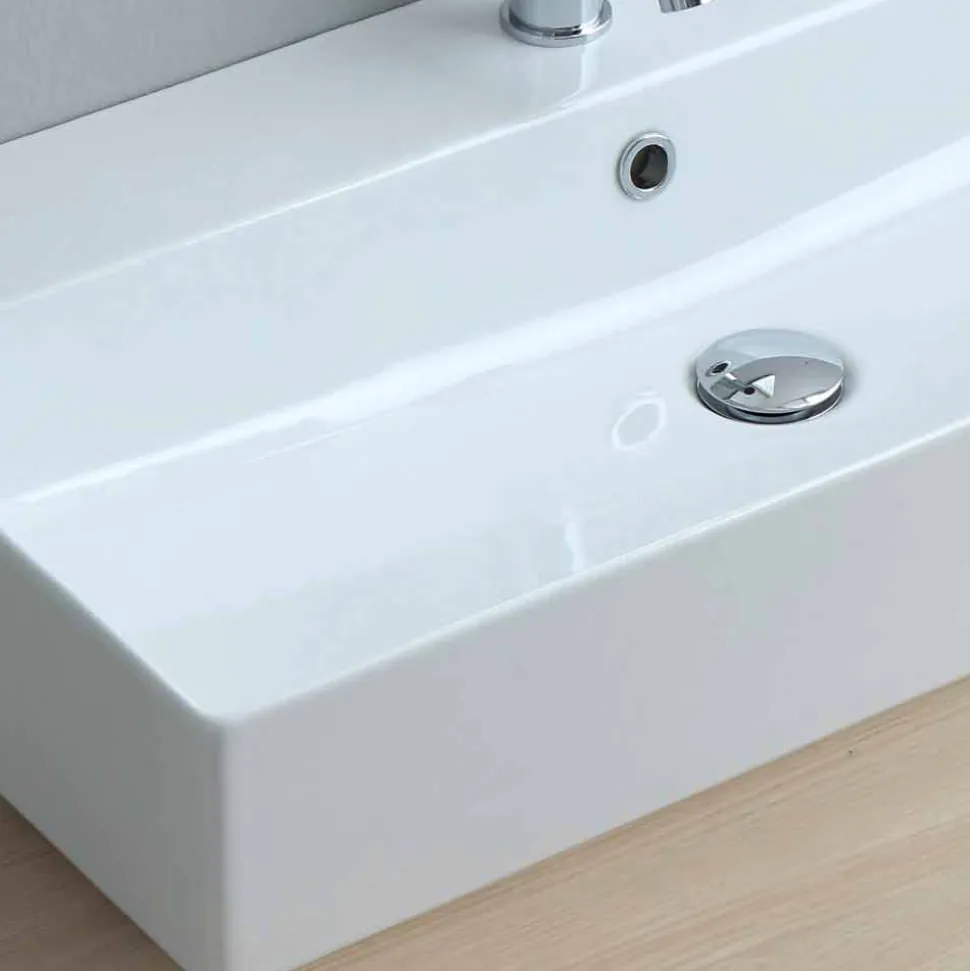 Lavabo Monoforo da Appoggio o Parete in Ceramica Colarata Leivi