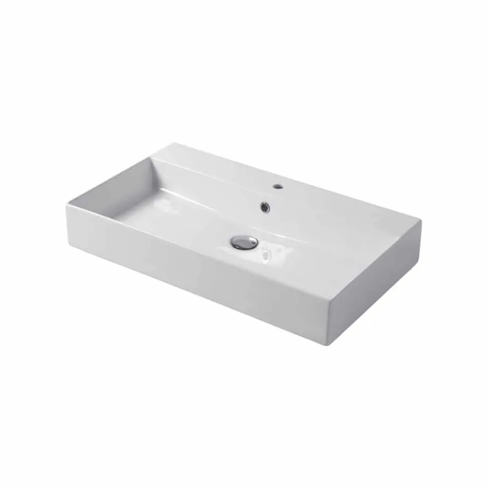 Lavabo Monoforo da Appoggio o Parete in Ceramica Colarata Leivi