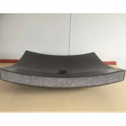 Lavabo nero da appoggio per bagno in pietra naturale Love, pezzo unico