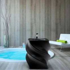 Lavabo nero freestanding design moderno Twist made in Italy