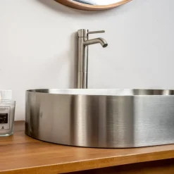 Lavabo Ovale da Appoggio in Acciaio Inox in Diverse Finiture - Anemone