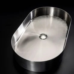 Lavabo Ovale da Appoggio in Acciaio Inox in Diverse Finiture - Anemone