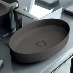 lavabo ovale da appoggio in ceramica di design made in Italy, Yoel