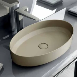 lavabo ovale da appoggio in ceramica di design made in Italy, Yoel