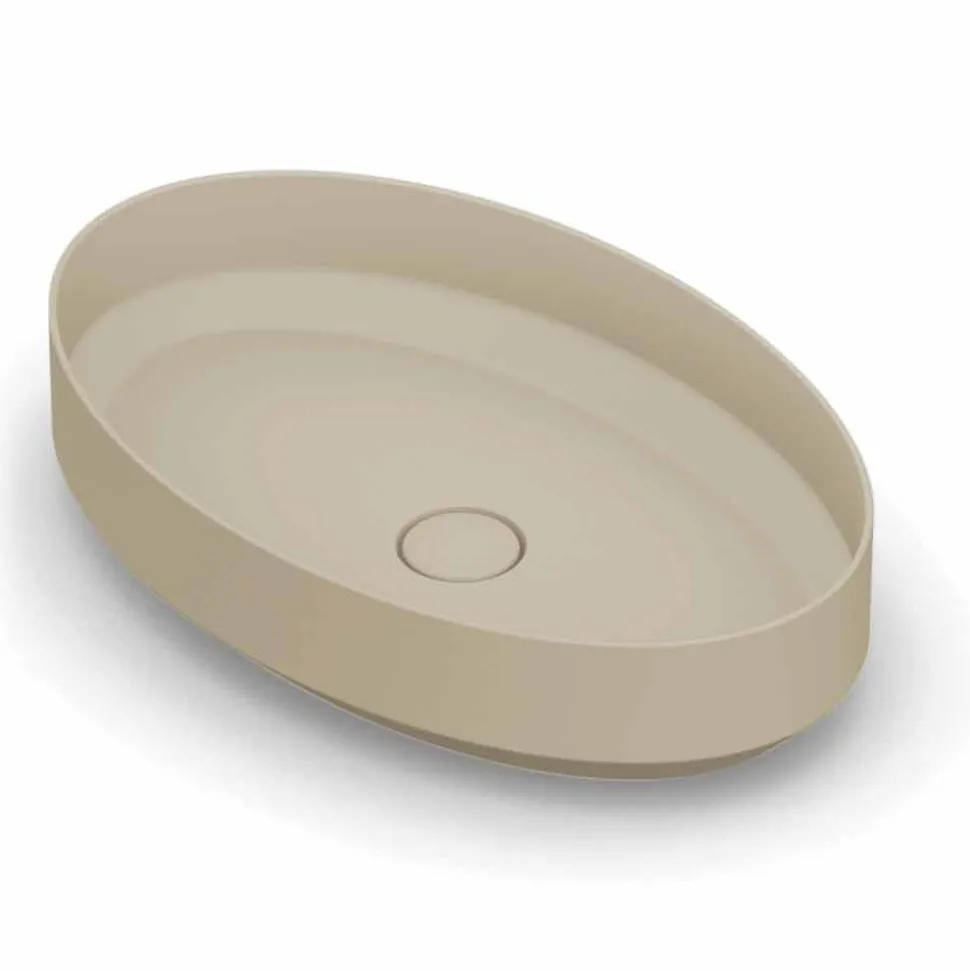 lavabo ovale da appoggio in ceramica di design made in Italy, Yoel