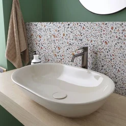 Lavabo Ovale da Appoggio in Ceramica Lucida L 58 cm Made in Italy - Nelly