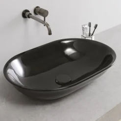 Lavabo Ovale da Appoggio in Ceramica Lucida L 58 cm Made in Italy - Nelly