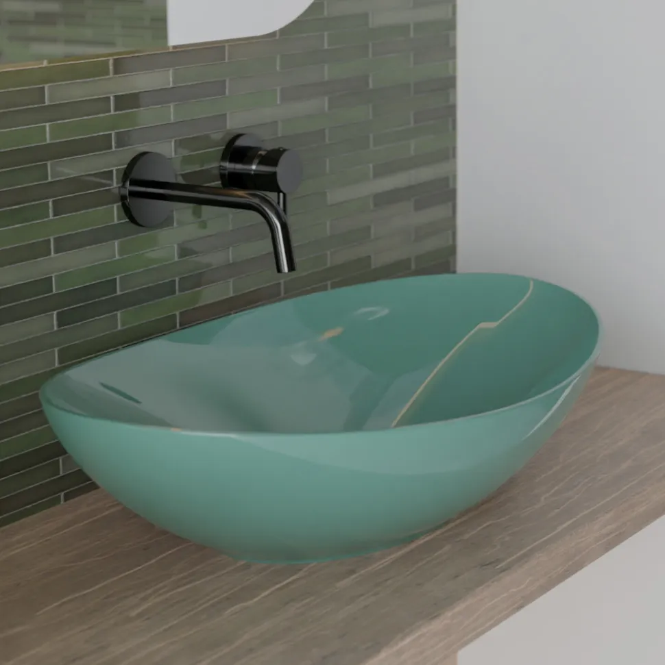 Lavabo Ovale da Appoggio in Ceramica L 60 cm Realizzato in Italia - Jumper