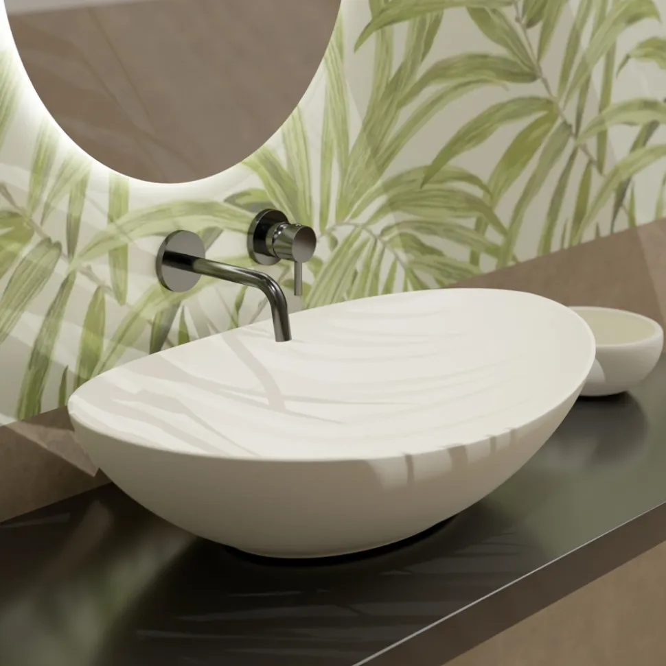 Lavabo Ovale da Appoggio in Ceramica L 60 cm Realizzato in Italia - Jumper