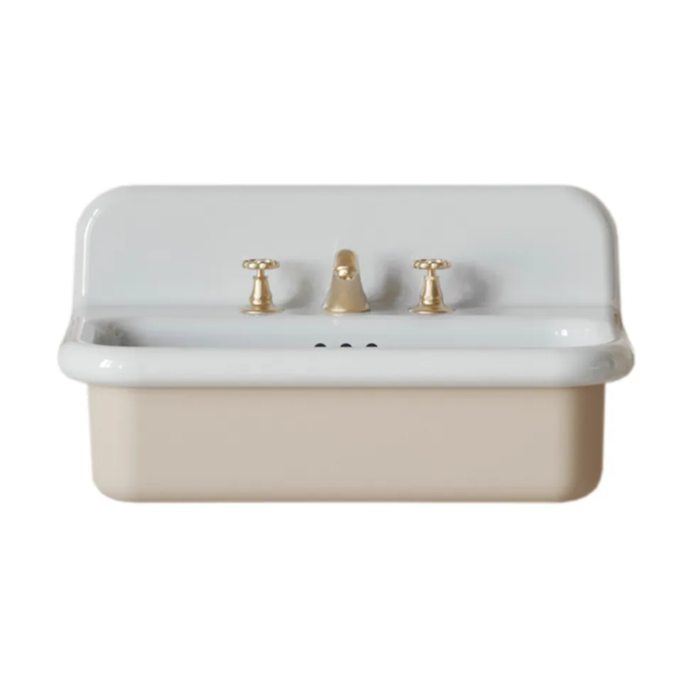 Lavabo per il Bagno Forma Rettangolare in Ceramica con Colonna - Noah