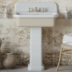 Lavabo per il Bagno Forma Rettangolare in Ceramica con Colonna - Noah