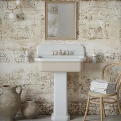 Lavabo per il Bagno Forma Rettangolare in Ceramica con Colonna - Noah