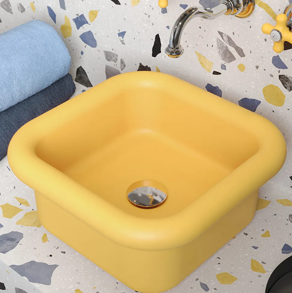 Lavabo per il Bagno Soprapiano Rettangolare in Ceramica - Marine