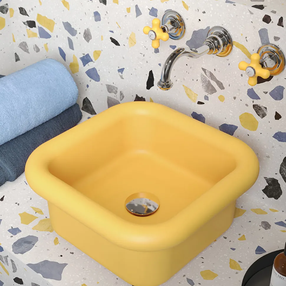 Lavabo per il Bagno Soprapiano Rettangolare in Ceramica - Marine