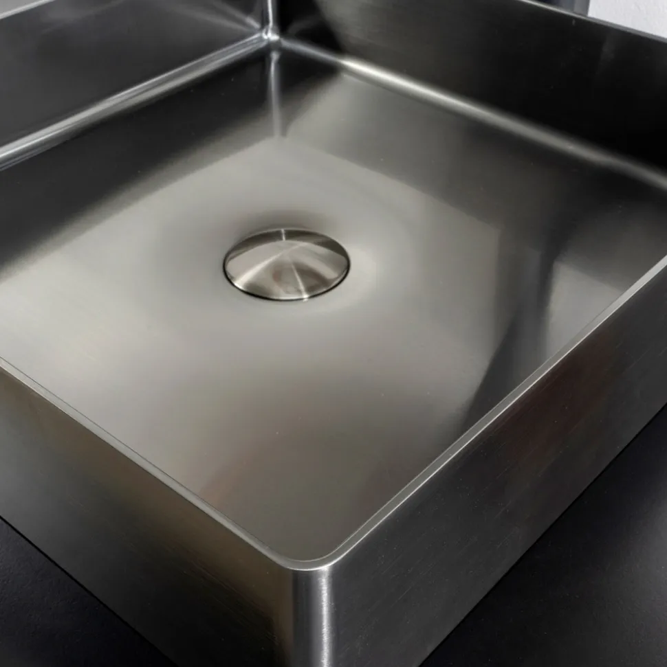 Lavabo Quadrato da Appoggio in Acciaio Inox in Diverse Finiture - Calendula