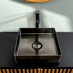 Lavabo Quadrato da Appoggio in Acciaio Inox in Diverse Finiture - Calendula