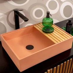 Lavabo Rettangolare da Appoggio Realizzato in Terrazzo Arancio Mali - Azalea