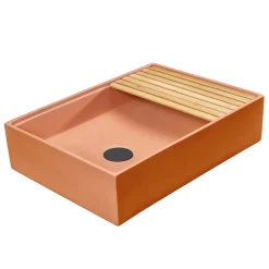 Lavabo Rettangolare da Appoggio Realizzato in Terrazzo Arancio Mali - Azalea