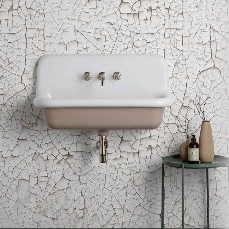 Lavabo rettangolare da muro vintage in ceramica dallo stile vintage Henry