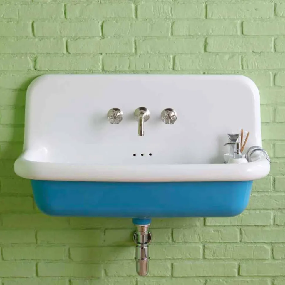 Lavabo rettangolare da muro vintage in ceramica dallo stile vintage Henry