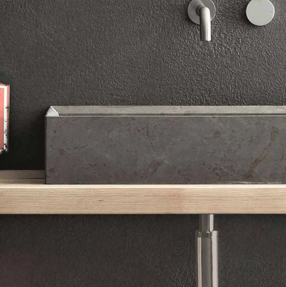 Lavabo Rettangolare e Moderno da Appoggio in Pietra di Design - Farartlav3