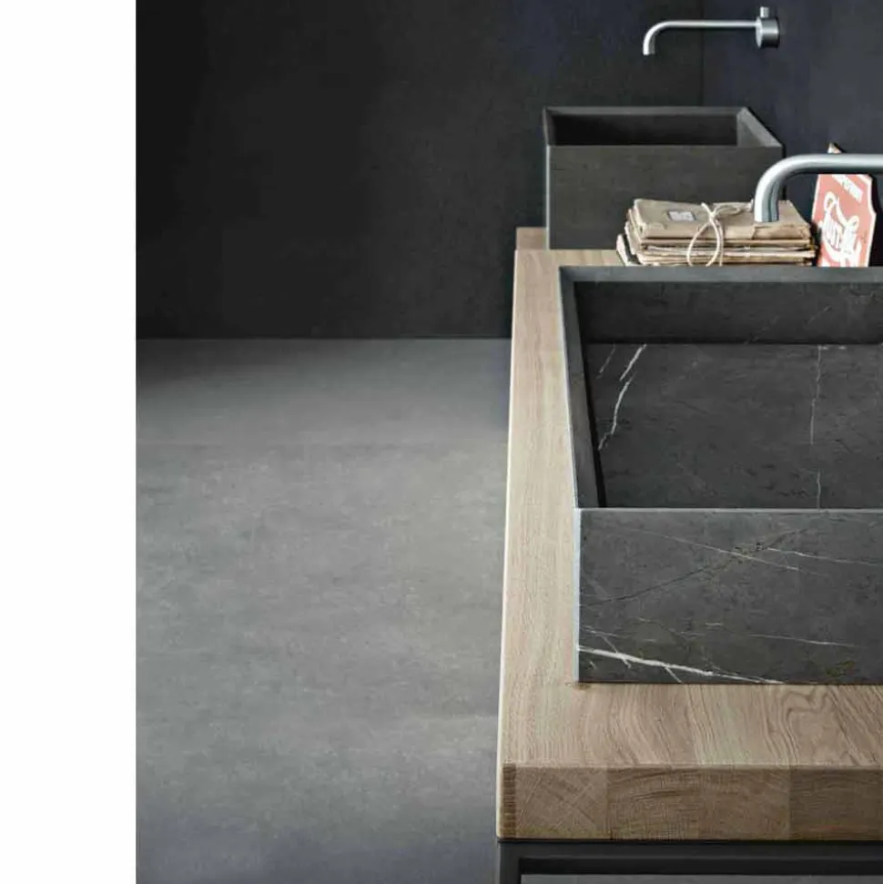 Lavabo Rettangolare e Moderno da Appoggio in Pietra di Design - Farartlav3