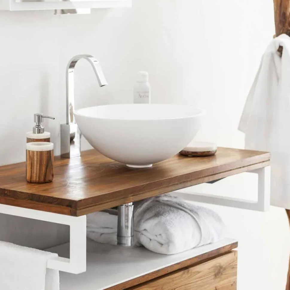 Lavabo Rotondo da Appoggio in Resina Finitura Bianco Ottico - Circle