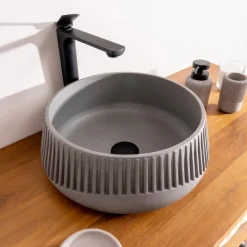 Lavabo Rotondo da Appoggio Realizzato in Cemento e Resina - Ibisco