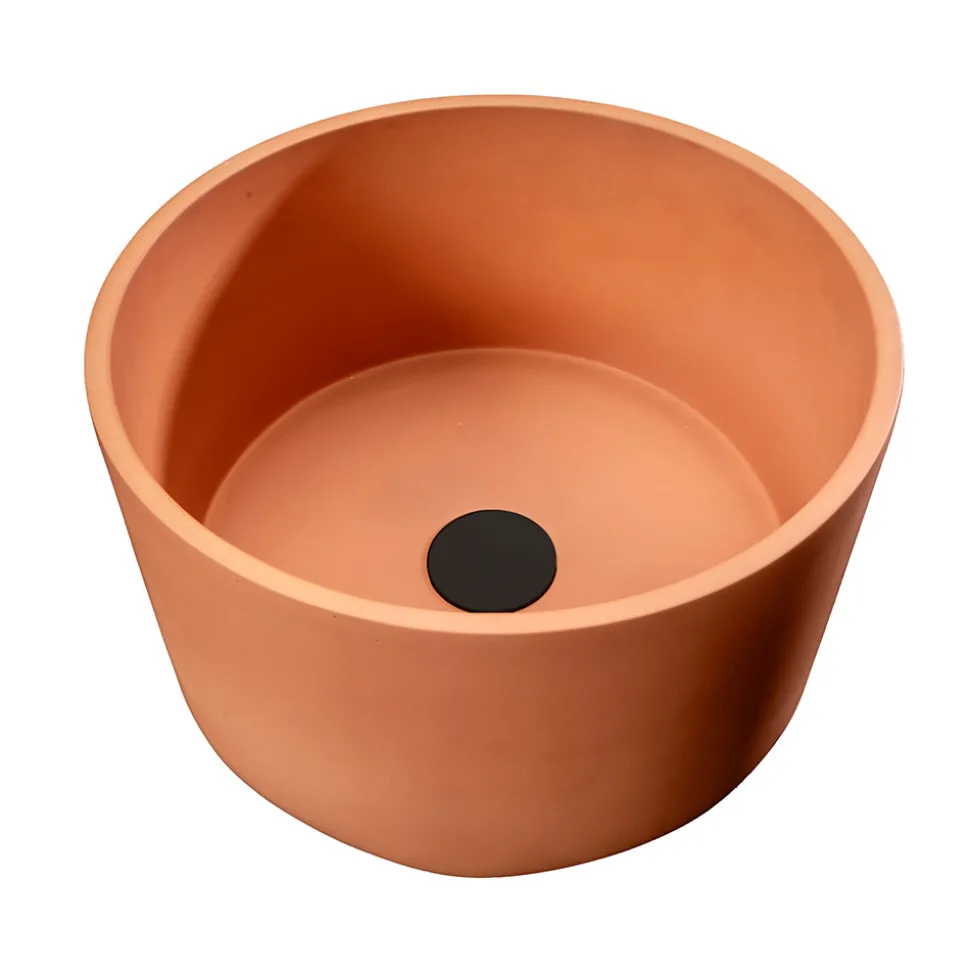 Lavabo Rotondo da Appoggio Realizzato in Terrazzo Arancio Mali - Azalea