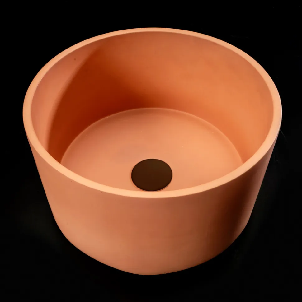 Lavabo Rotondo da Appoggio Realizzato in Terrazzo Arancio Mali - Azalea