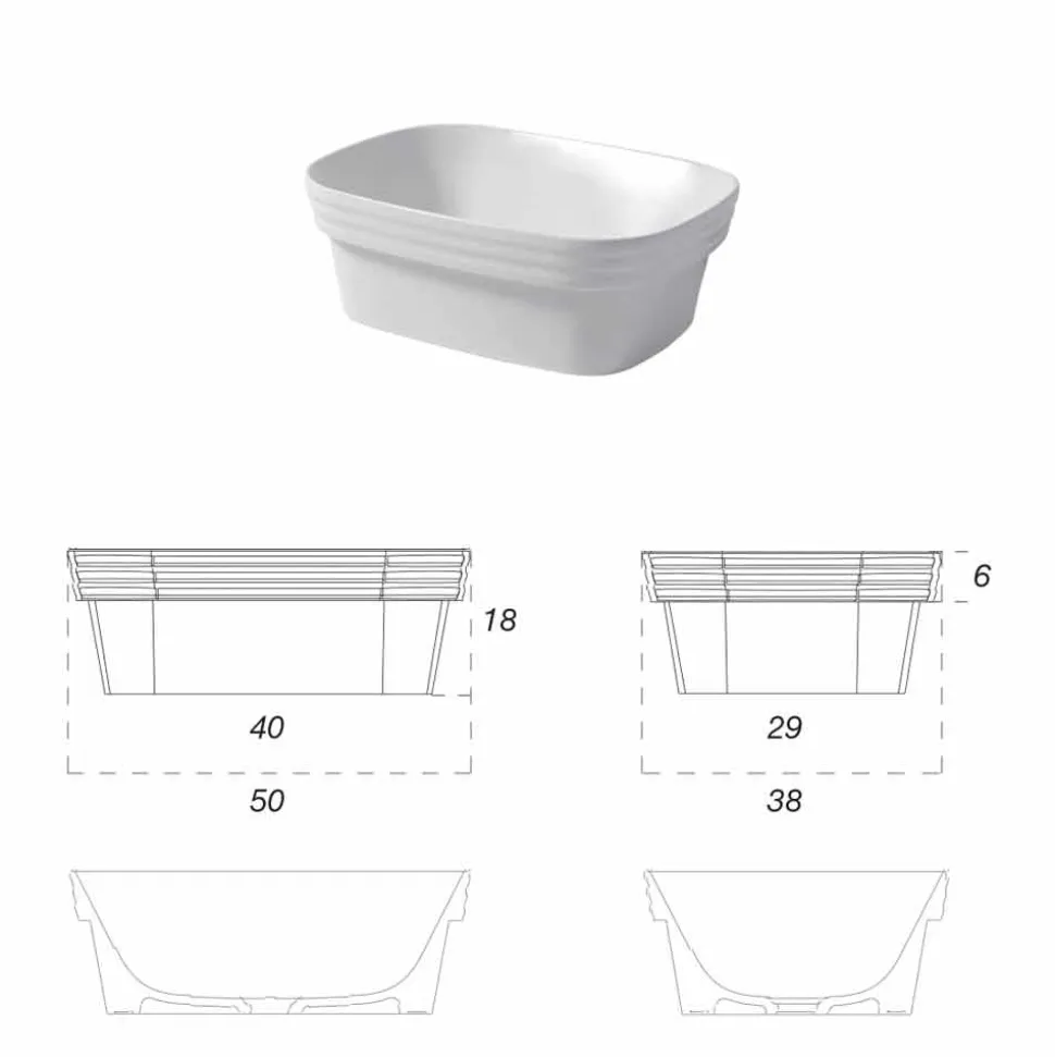 Lavabo Semincasso in Ceramica Bianca o Colorata di Design Trabia