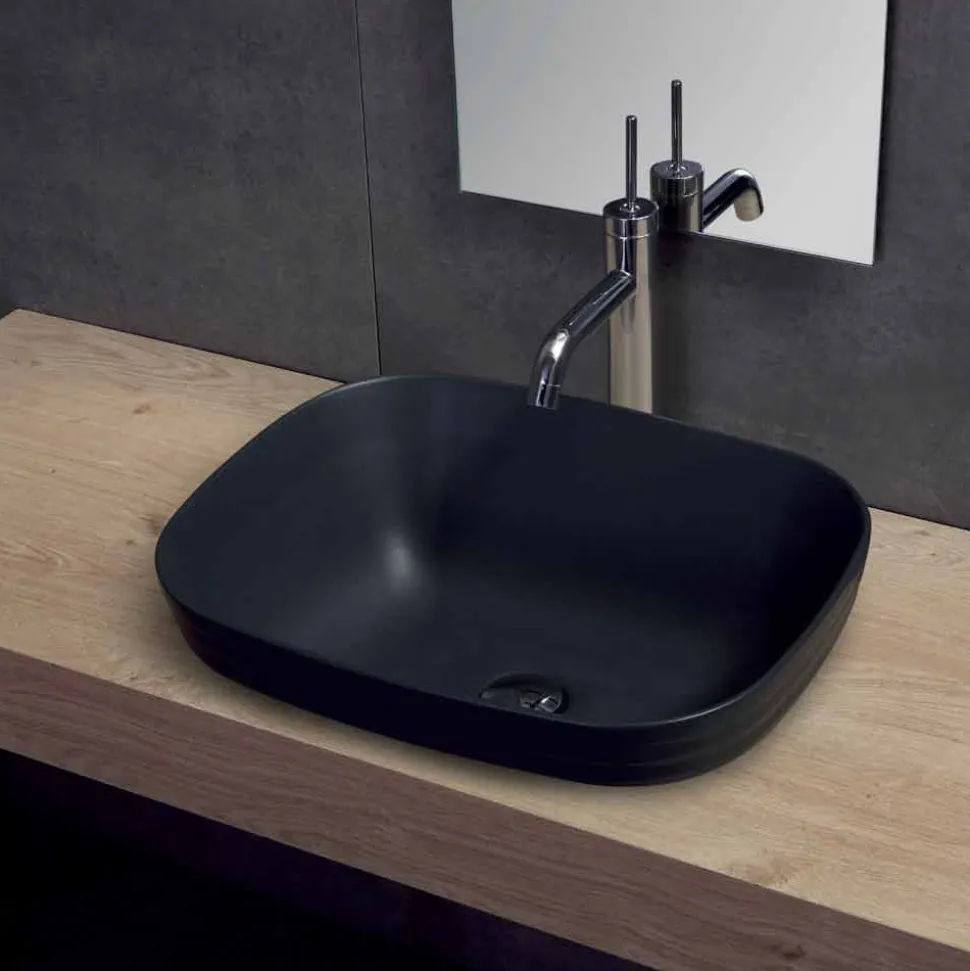 Lavabo Semincasso in Ceramica Bianca o Colorata di Design Trabia