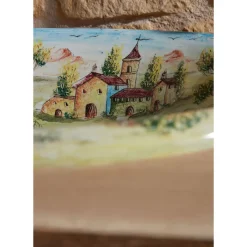 Lavabo Semincasso in Fire Clay con Paesaggio di Deruta Made in Italy - Principe