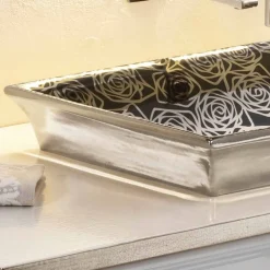 Lavabo semincasso in fire clay moderno decorato a mano in Italia,Guido