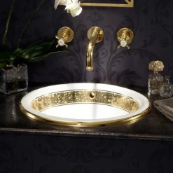 Lavabo Semincasso in Fire Clay con Banda in Diverse Finiture - Botticino