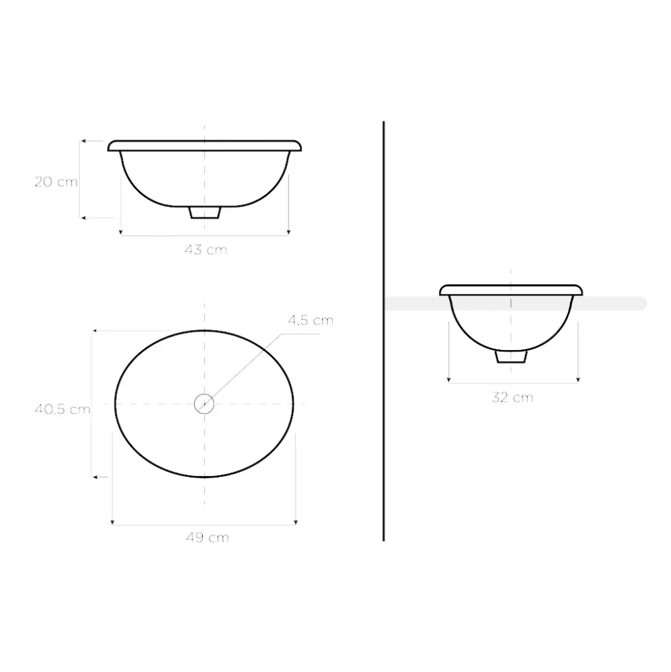 Lavabo Semincasso in Fire Clay con Banda in Diverse Finiture - Botticino