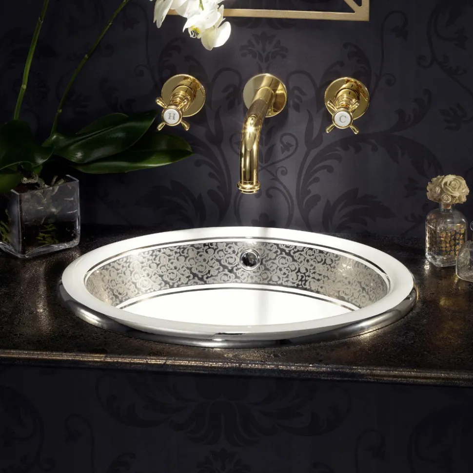 Lavabo Semincasso in Fire Clay con Banda in Diverse Finiture - Botticino