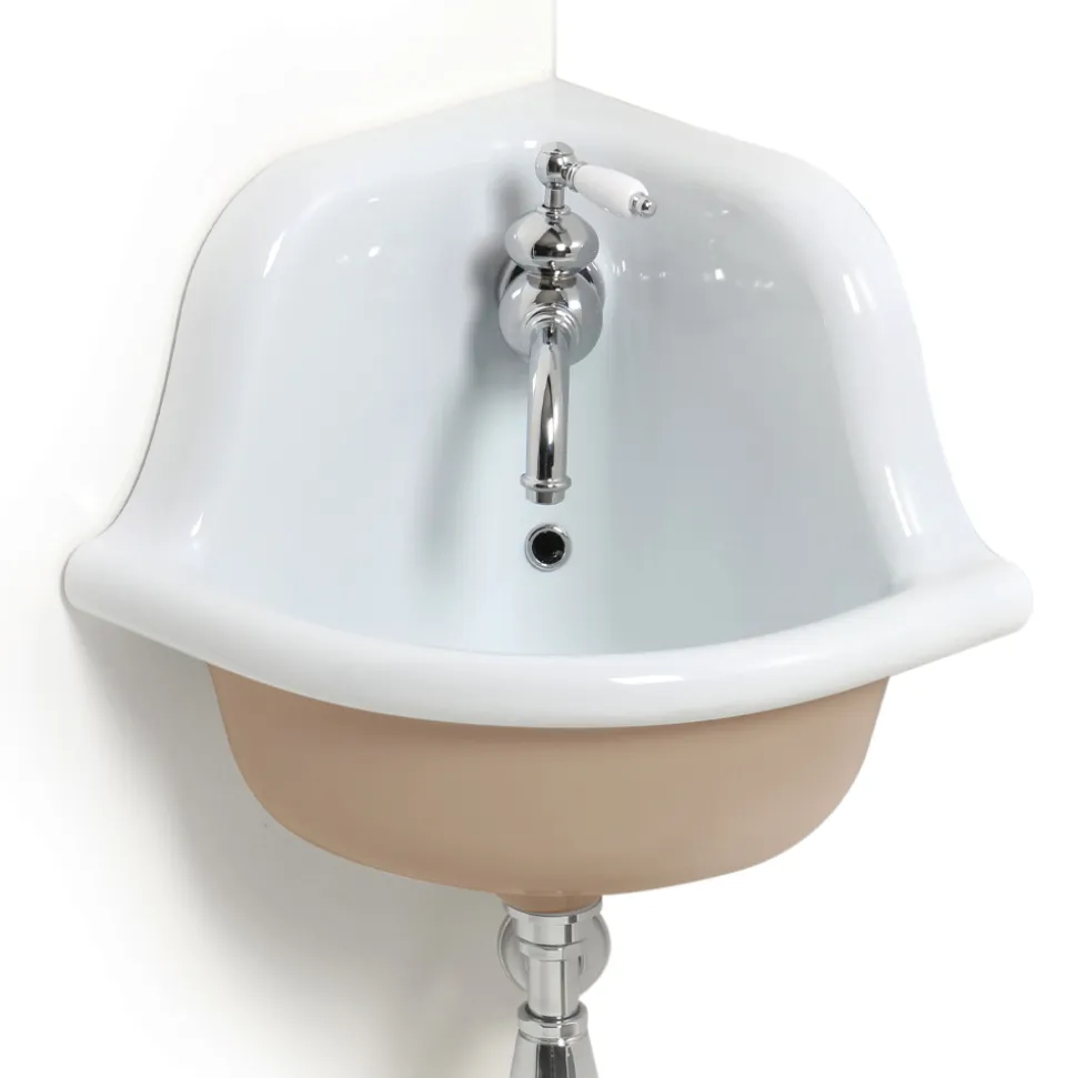 Lavabo Sospeso Angolare in Ceramica Bianca e Colorata 42 cm - Angelino