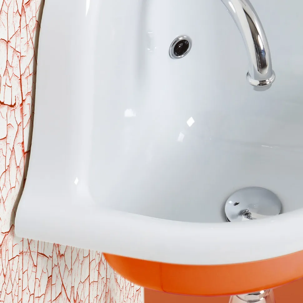 Lavabo Sospeso Angolare in Ceramica Bianca e Colorata 42 cm - Angelino