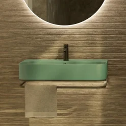 Lavabo Sospeso in Ceramica con Porta Asciugamani Opzionale Made in Italy - Graffa