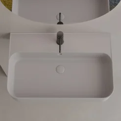 Lavabo Sospeso in Ceramica con Porta Asciugamani Opzionale Made in Italy - Graffa