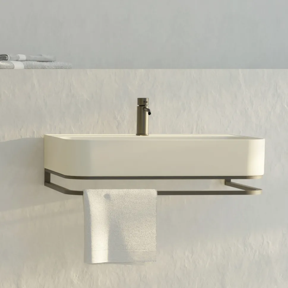 Lavabo Sospeso in Ceramica con Porta Asciugamani Opzionale Made in Italy - Graffa