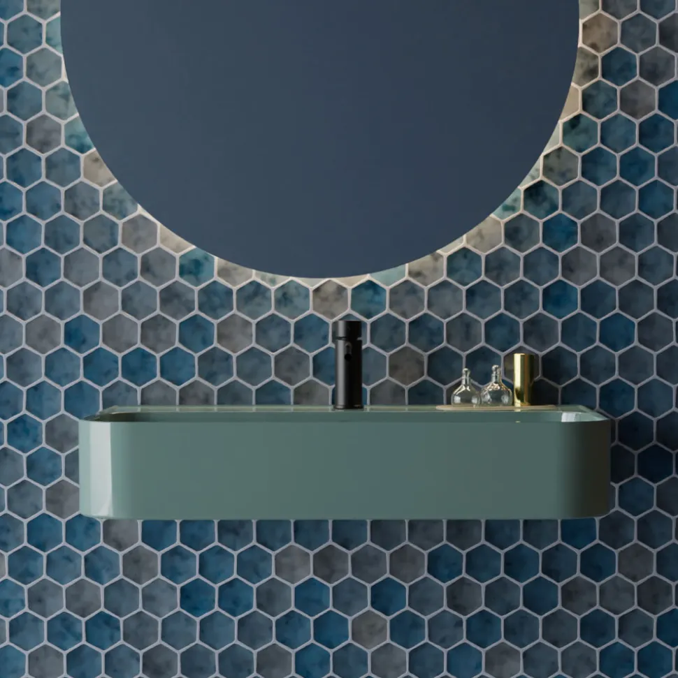 Lavabo Sospeso in Ceramica con Porta Asciugamani Opzionale Made in Italy - Graffa