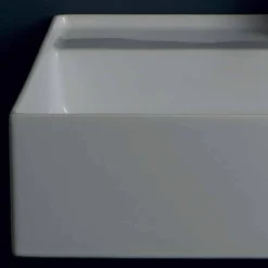 Lavabo sospeso in ceramica design moderno Sun 60x45 cm, made in Italy