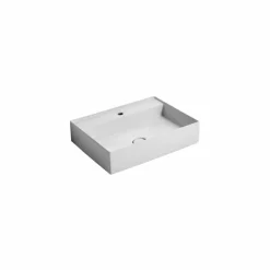 Lavabo sospeso in ceramica design moderno Sun 60x45 cm, made in Italy
