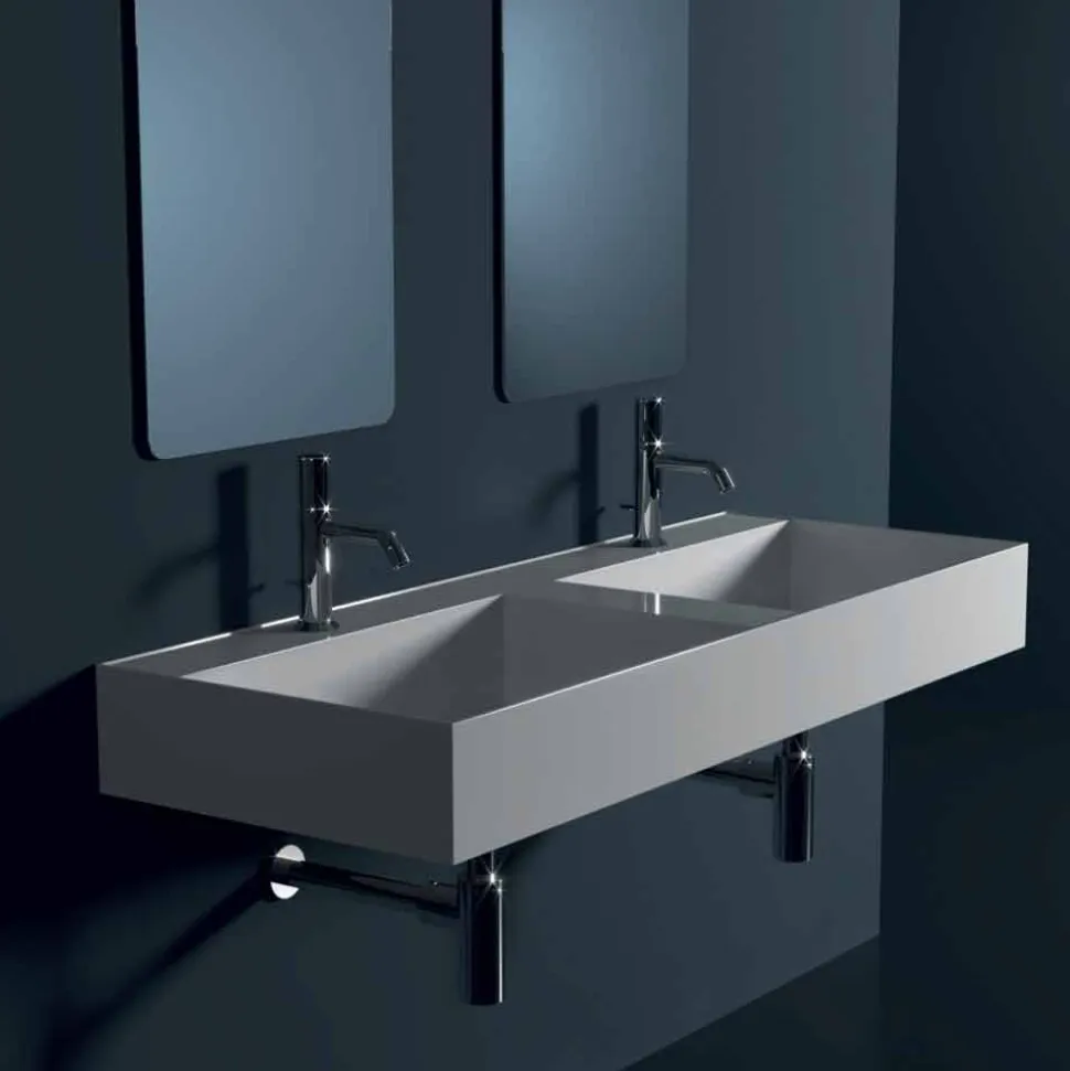 Lavabo sospeso in ceramica design moderno Sun 120x45 cm made in Italy