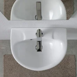 Lavabo Sospeso Monoforo in Ceramica Bianca dal Design Classico - Silice