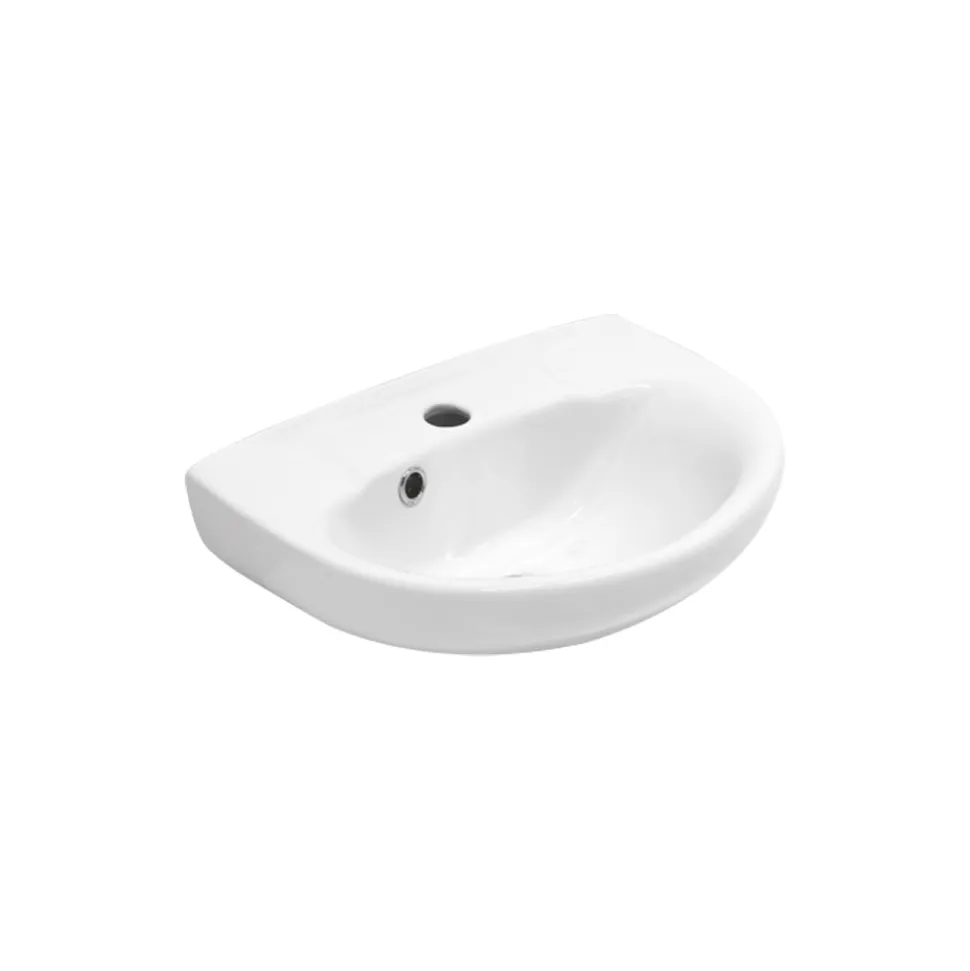 Lavabo Sospeso Monoforo in Ceramica Bianca dal Design Classico - Silice